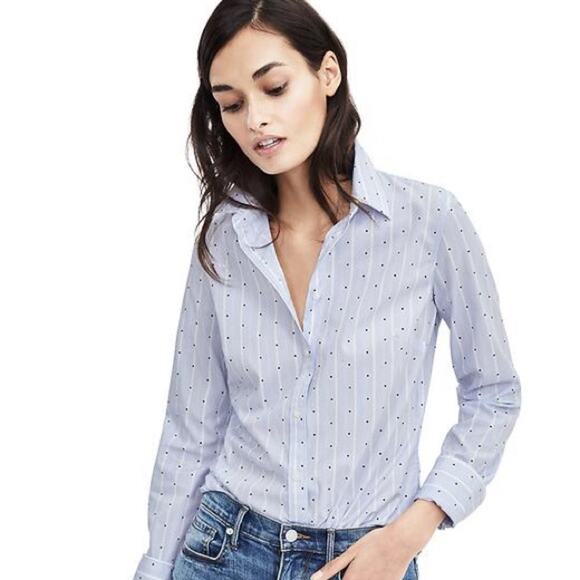 NWT Banana Republic Riley Tailored Fit Star Button Down Shirt Ling Sleeve US 2 - Picture 5 of 12